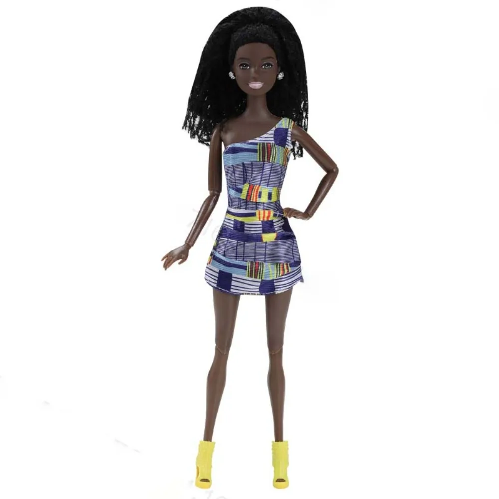 

Кукла-супермодель с черной кожей в платье, африканская кукла-принцесса, подвижная, 30 см, черная кукла-принцесса, детские игрушки