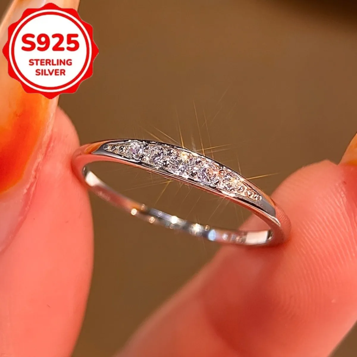 1 Elegant S925 Silver Synthetic Zircon Women's Wedding Ring Outdoor Season Jewelry Anniversary Commemorative Stacked Promise Ring Thanksgiving Valentine's Day Gift Women's Noble Luxury Bridal Jewelry Best Gift