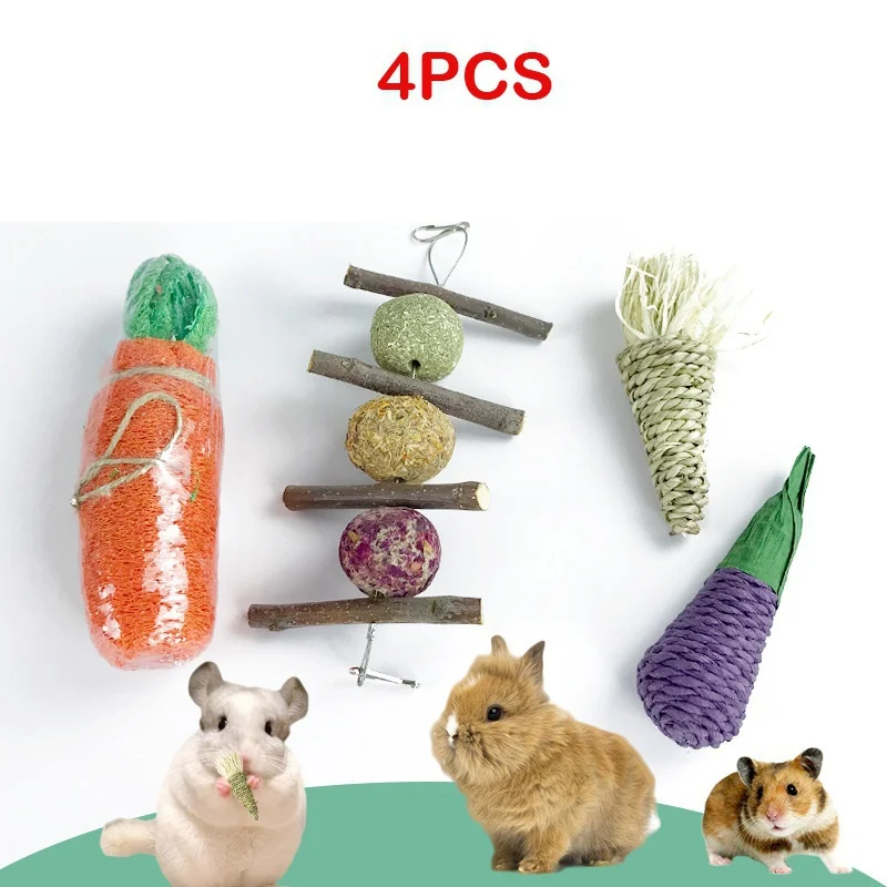 4/9/14/31PCS Rabbit Chewing Toys Molar Toys Natural Hay Sticks Hamster Teeth Training Kit Chinchilla Rat Gerbil Bunny Toys