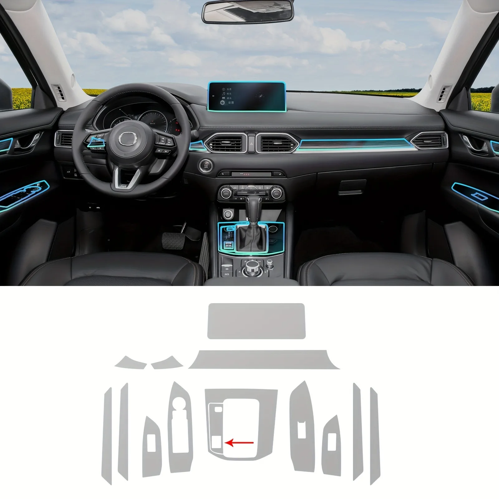 

Tpu Transparent Film for Mazda CX-5 CX5 2017-2025 Car Interior Sticker Center Console Gear Door Air Protection Car Accessories