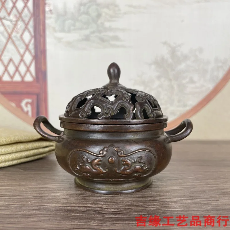 

Double-Ear Incense Burner Home Interior Decoration Ornaments Collection Xuan Word Bottom Double-Ear Incense Burner Incense Burne