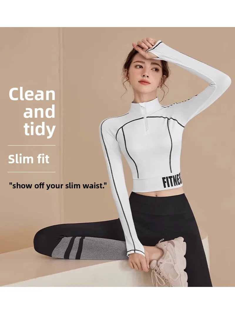 

Женская спортивная одежда с длинным рукавом для йоги и фитнеса, костюм для бега, весна-лето-осень, жилет для пилатеса, высокоэластичный, из полиэстера