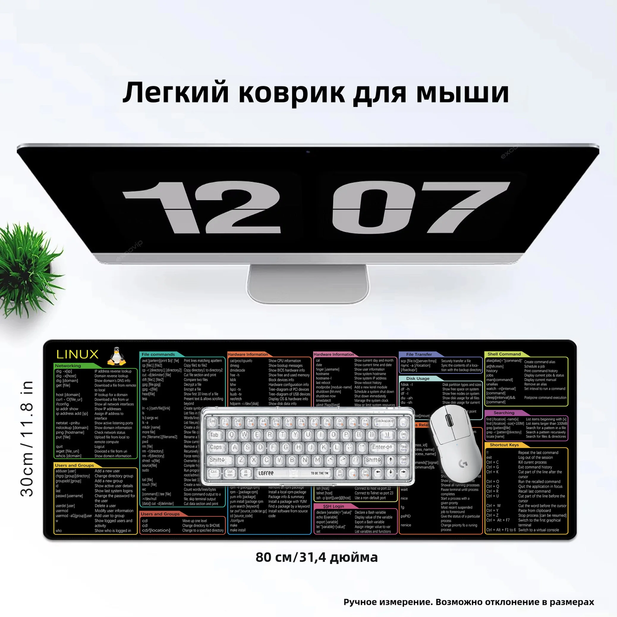 Linux Commands Line Mouse Pad Rubber Keyboard Mouse Carpet Anti-slip Gamer Mouse Mat Laptop Mousepads With Black Stitched Edge