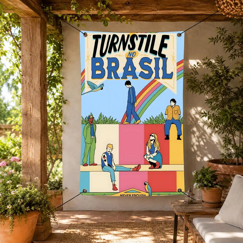 Band T-Turnstile Flags Decorative Flag Banner for Indoor Outdoor Wall Garden Yard Porch Patio Home Party Decor