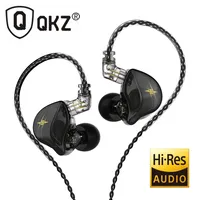 QKZ ZXT Dual Driver HiFi Earphone Detachable Wired Headphones with Mic Bass Noise Reduction Headset Musician Monitor Earbuds EDX