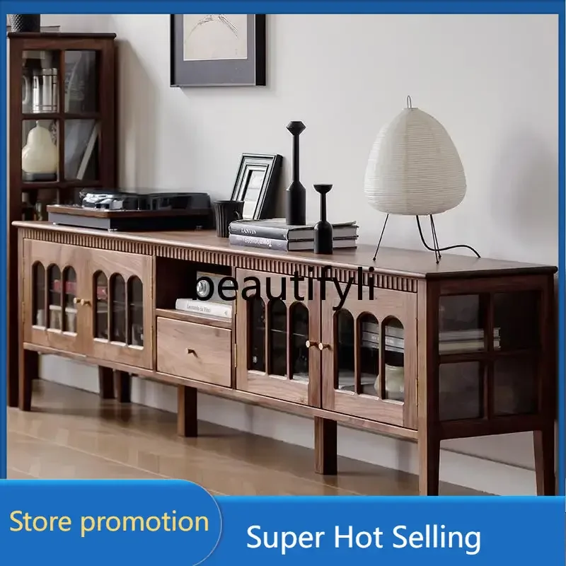 

G53 A Solid wood retro TV cabinet, low cabinet, storage glass cabinet