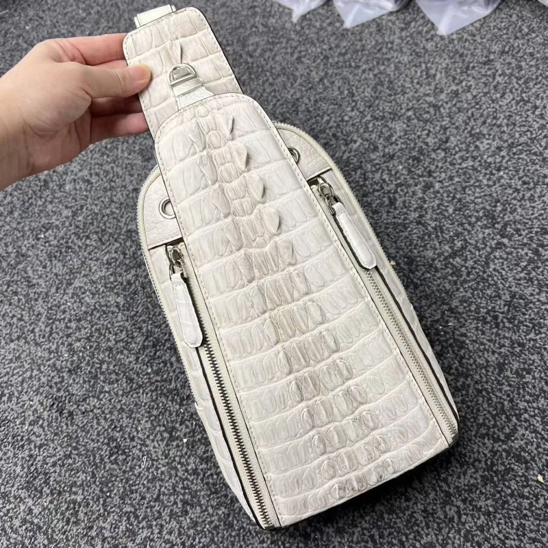 2025 New Luxury Crocodile Leather Chest Bag For Men's Casual Versatile Real Crocodile Bone Leather Shoulder Crossbody Bag 45