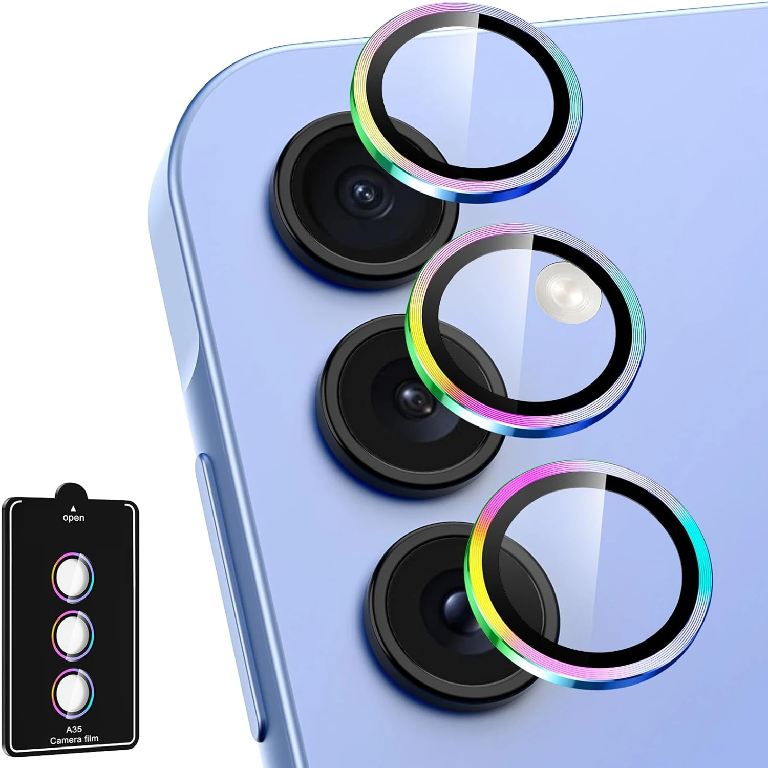 

Metal Camera Ring Protector for Samsung Galaxy A55 A15 A35 A54 A14 A34 M55 M54 Alloy Lens HD Glass Shinny Protective Cap Locator