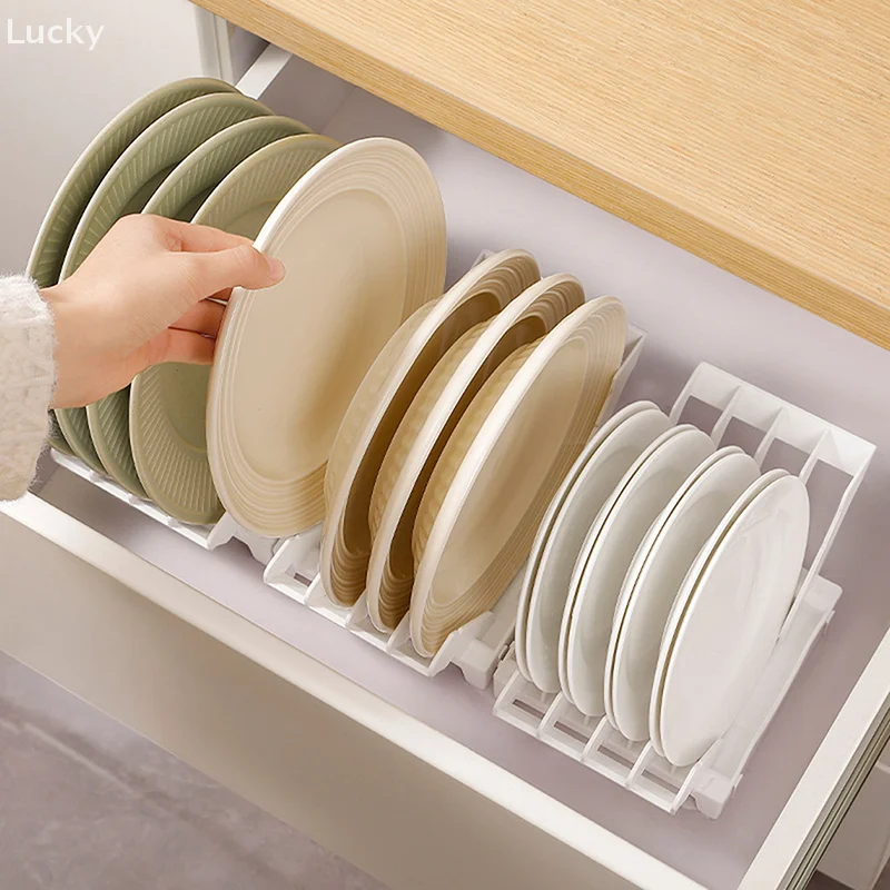 Dish Organizer Rack Upright Draining Cabinet Plate Organizer Plate Dish Drying Rack Kitchen Dishes Stand Vertical Storage Rack