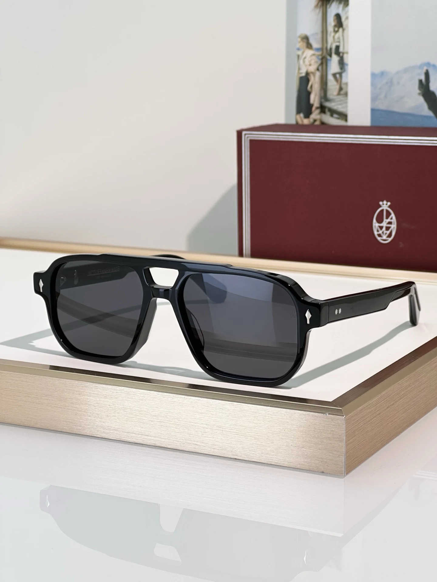 

JMM EVANS Rectangle Double Bridge Acetate Gradient Sunglasses Uv400 Men and Women Polychromatic Handmade Classical Eyewear