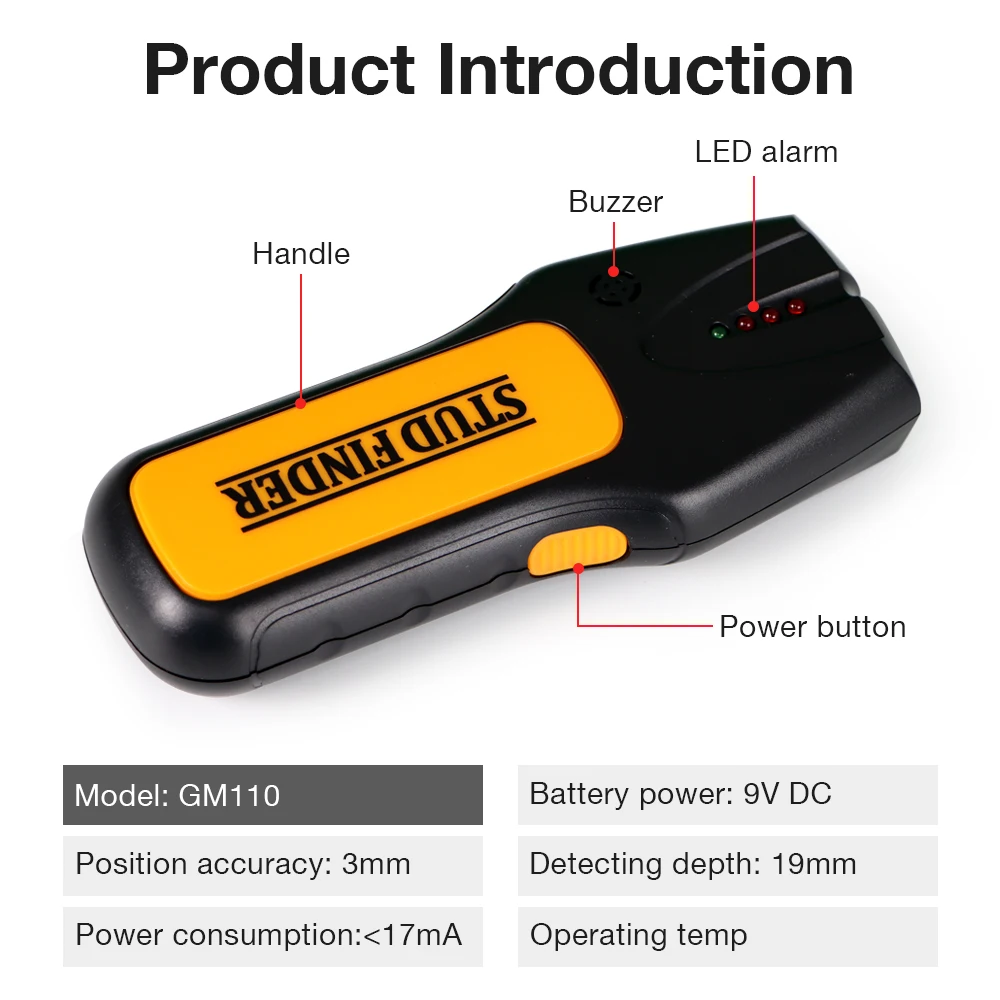 Multifunction Wall Stud Detector AC Cable Wires Wood Stud Metal Finder Wall Scanner Electric Metal Detector Wood Studs Detection