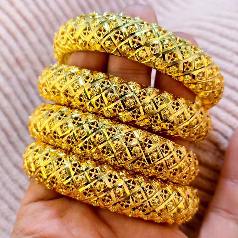 

Dubai Gold Color Bangles For Women Wedding Bride Arabic Ethiopian Finger Bracelets Nigerian Jewellery Moroccan
