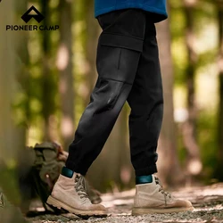 Pioneer Camp New Men's Autumn Soft Shell Pants Work Pockets Warm Plus Velvet Waterproof Outdoor Punching Pants XHX202157