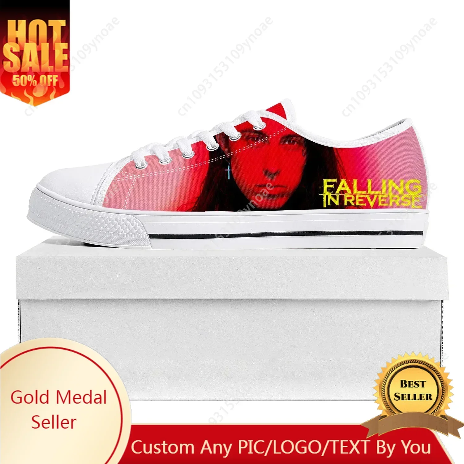 

Falling In Reverse Punk Rock Band Low Top High Quality Sneakers Mens Womens Teenager Canvas Sneaker Couple Shoes Custom Shoe