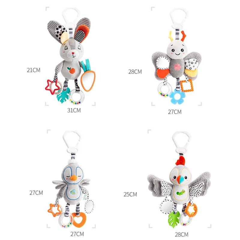 Bebê chocalhos celulares dos desenhos animados animal sino brinquedo crianças educação precoce desenvolvimento sensorial aperto de mão coelho pinguim chocalhos brinquedos presente