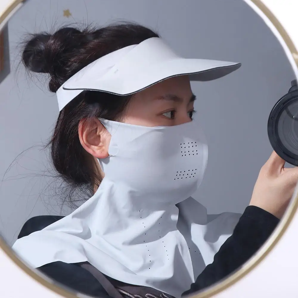 

UV Protection Sunscreen Face Cover Dustproof Visor Hat Ice Silk Mask Wide Brimmed Hat Neck Scarf UV Protection Veil Gardening