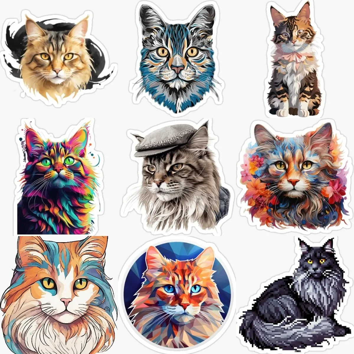 

Maine Coon Cat Creative Pets PVC Waterproof Stickers for Decorate Car Van Fridge Window Bicycle Wall Room Decal Accessories