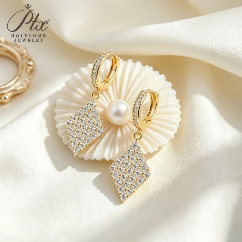 Moissanite Earrings for Women Yellow Gold Plated 925 Sterling Silver with GRA Certificate Hypoallergenic Ideal Gift Fine Jewelry