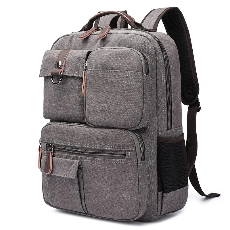 

Мужской износостойкий холщовый рюкзак, повседневный дорожный рюкзак большой вместимости с несколькими карманами, портативная сумка для компьютера