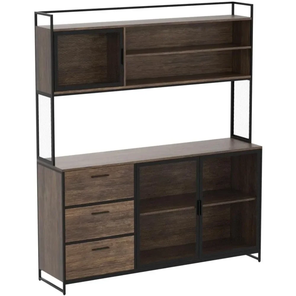 

Large Kitchen Storage Cabinet, Pantry with Storage Cabinets, Microwave Rack, Freestanding Kitchen Storage Cabinet