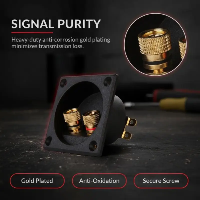 2Pcs Black Brand Speaker Terminal Connectors Round Boxes 2 Gilded Banana Jack Subwoofer Stereo Plug