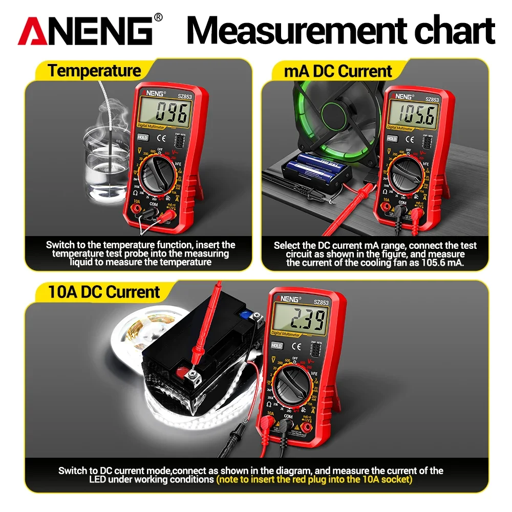 ANENG Smart Multimeter Digital 600V AC DC Voltage 1999 Counts High Precision Temperature Detection B15 Induction Tester Pen Set