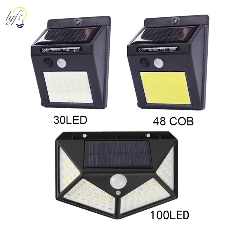 led solar lampada de parede ao ar livre a prova impermeavel agua pir sensor de movimento luzes jardim quintal garagem led de poupanca energia solar luz 30 48 100 01