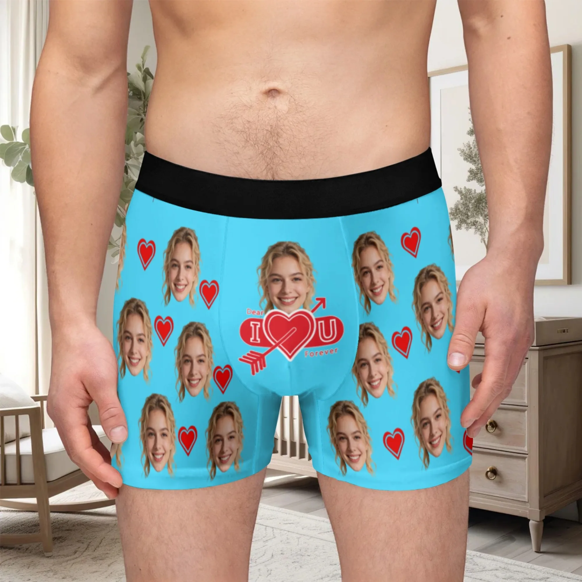 Personalized facial photos customized underwear  flat cornered men's Valentine's Day gift for husband  anniversary gift for fath