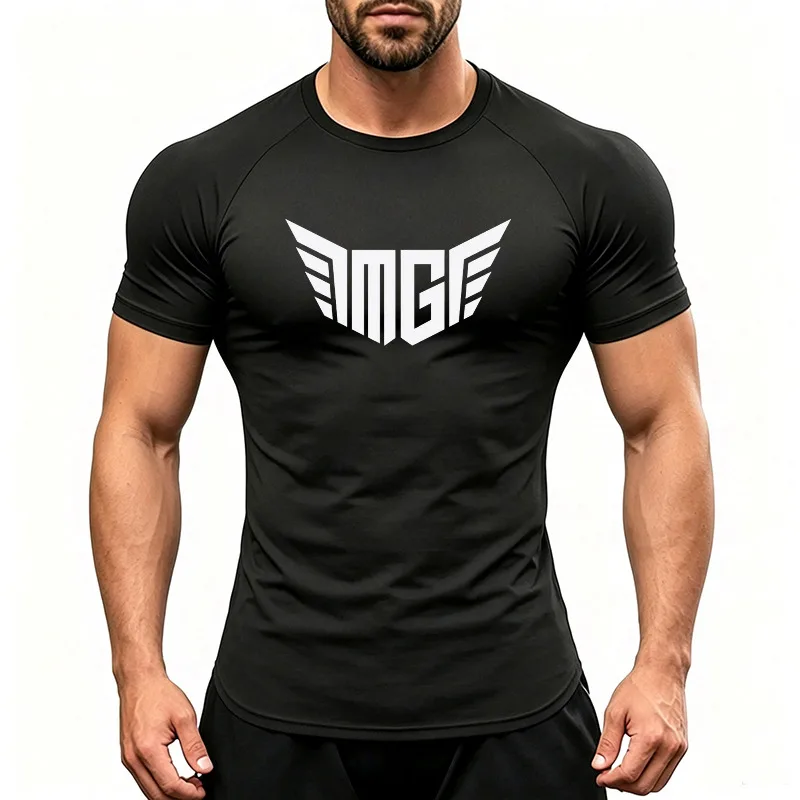 Men's Quick Dry Sports T-Shirts Breathable Moisture Wicking Short Sleeve Running Shirt Slim Fit Gym Workout Top