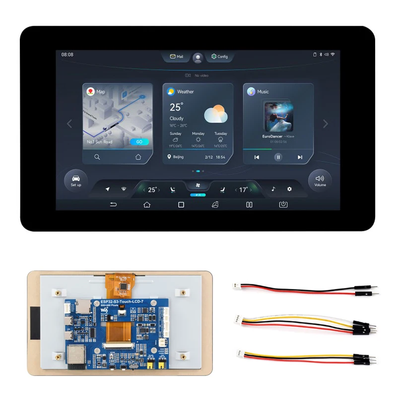 ESP32-S3 7-Zoll-Touchscreen-Entwicklungsplatine 32-Bit LX7 Dual-Core 800 x 480 5-Punkt-Touchscreen WIFI und Bluetooth für GUI LVGL