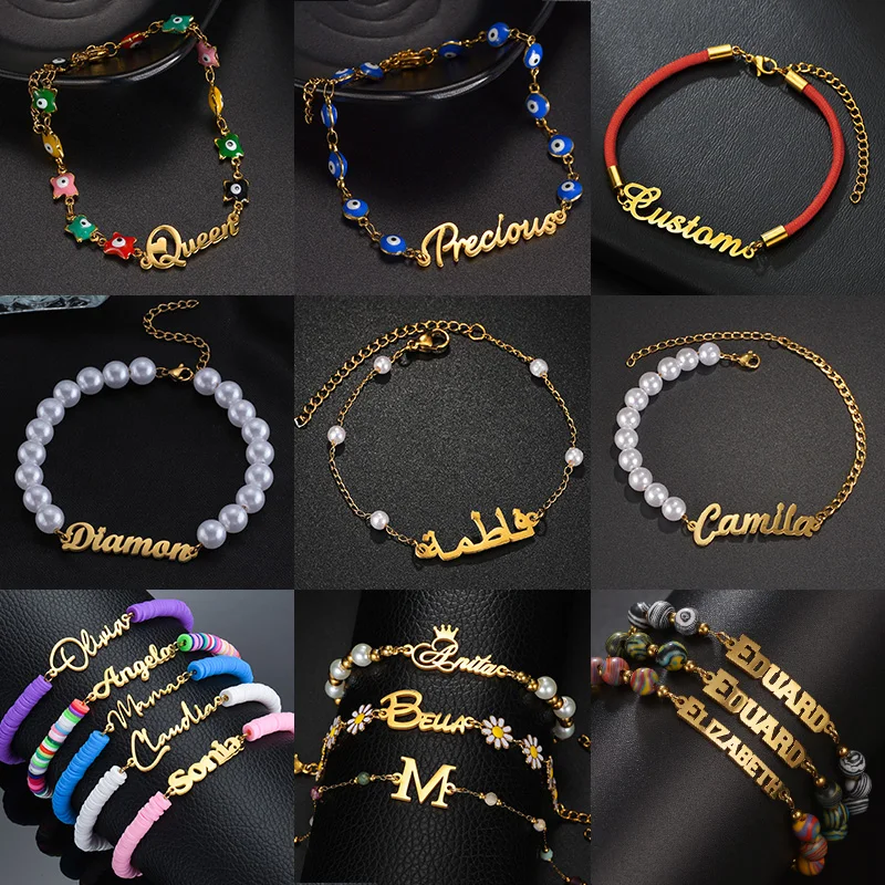 

Nextvance браслеты с индивидуальным именем для женщин, персонализированные бусины ручной работы из нержавеющей стали, браслет-цепочка, ювелирные изделия, рождественские подарки