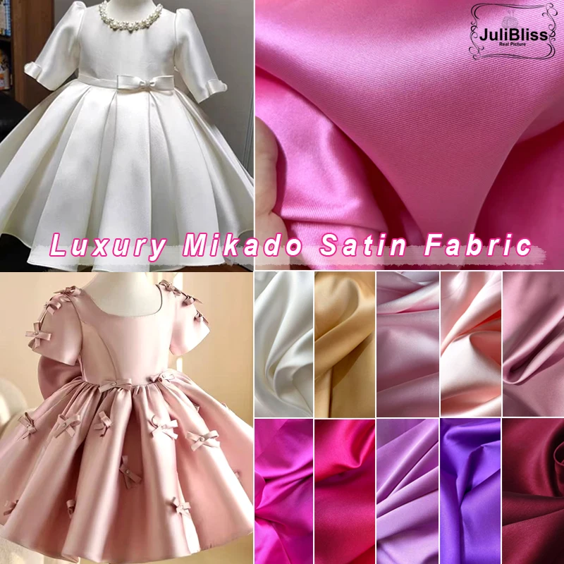

Luxury Pink Purple Mikado Satin Fabric for Flower Girl Dress,Bridal Wedding Dress Suit,Twill Satin DIY Sewing Material