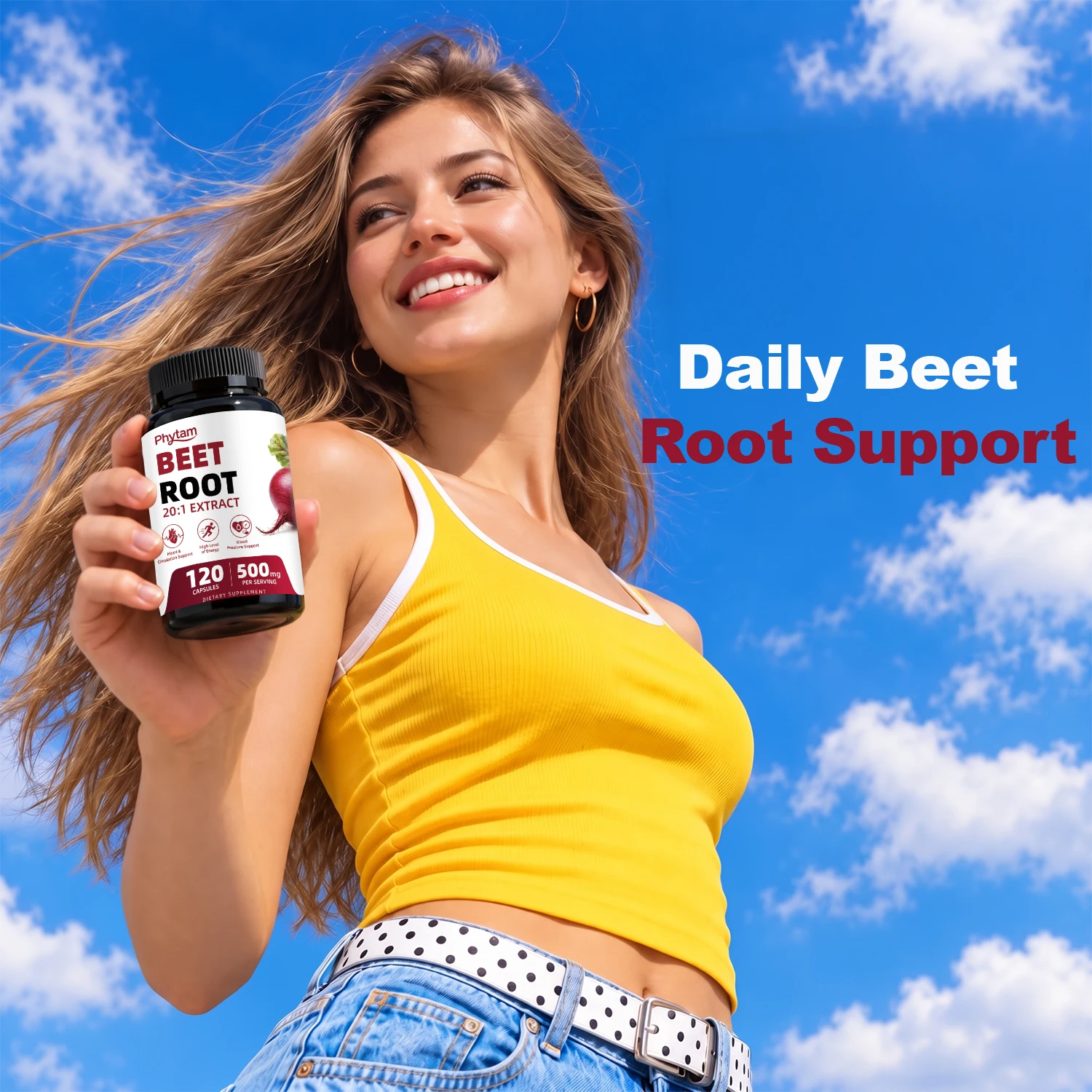 Beet Root 20:1 Extract Capsules 500mg Per Serving 120 Counts with Hawthorn Berry Hibiscus Daily Dietary Supplement for Adults Wellness