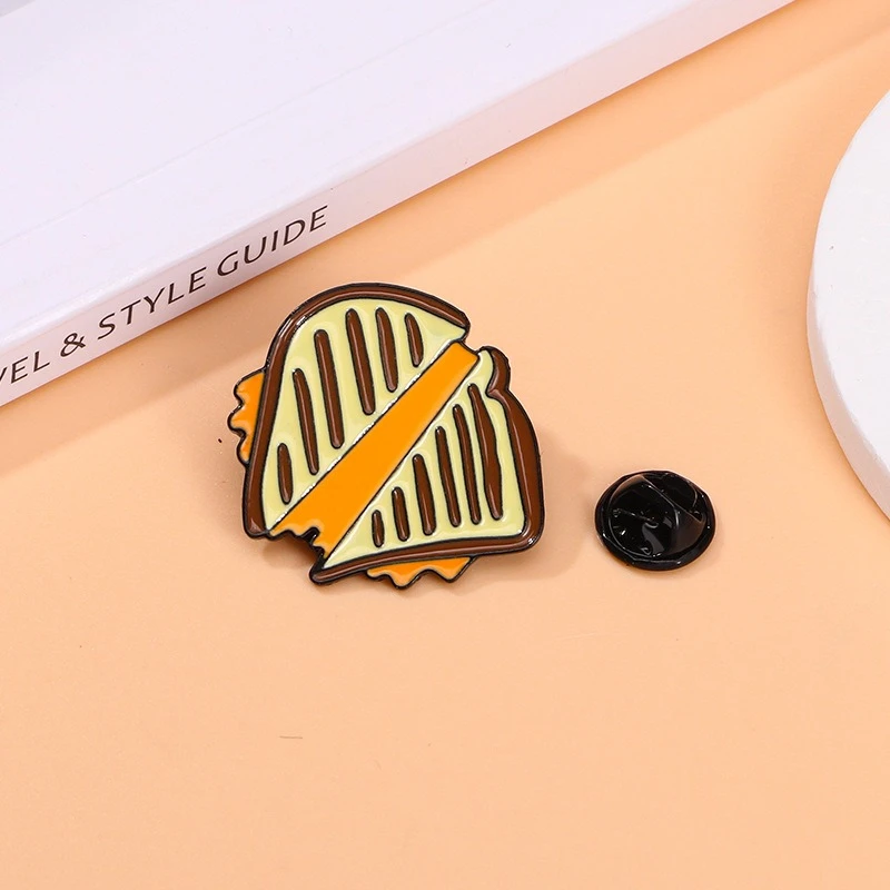 Cartoon Sandwich Butter Bread Alloy Brooch Unisex Fashion Casual Commute Badge Gift Pin DIY Clothing Bag Hat Scarf T-shirt Jeans