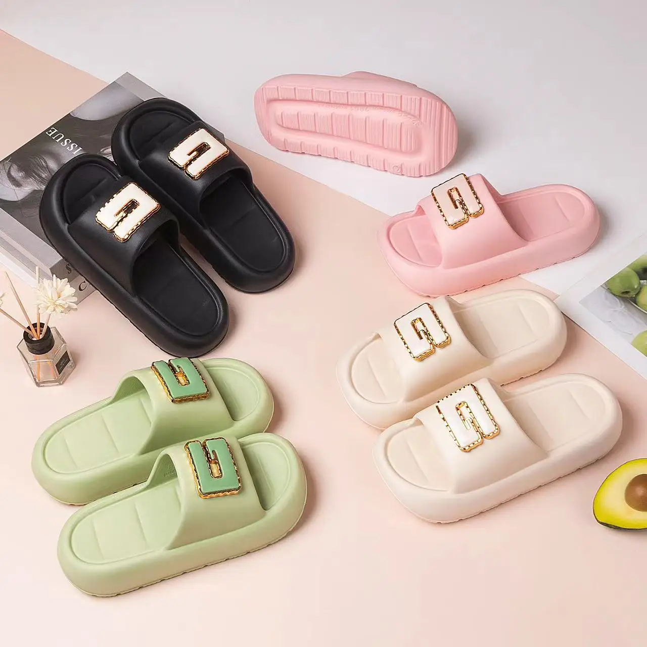 Женские Сандалии На Платформе, Летние Тапочки На Платформе, Легкие Домашние Краны Из Эва Для Ванной Комнаты