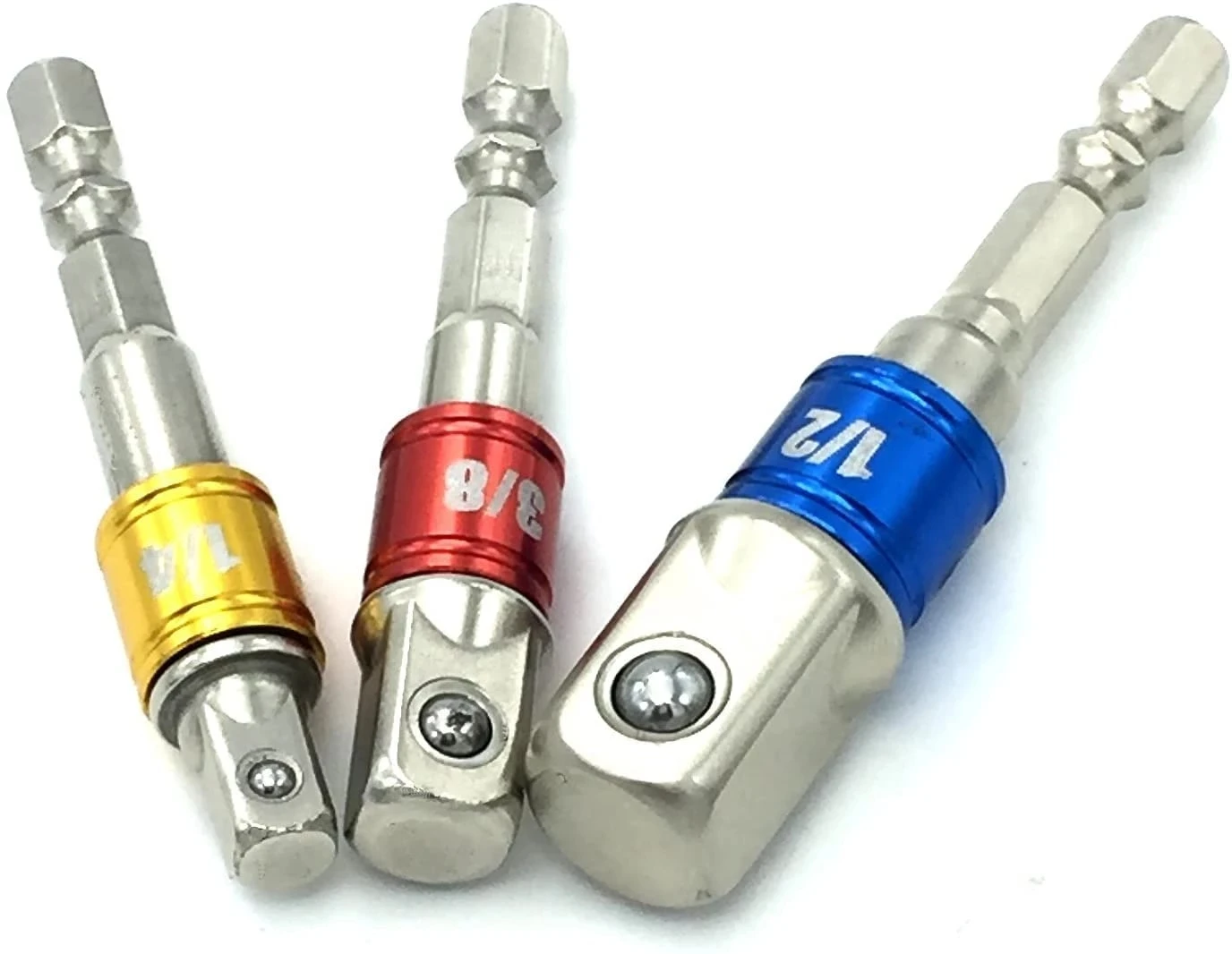 3 Tác Động Ổ Cắm Adapter 1/4 "3/8" 1/2 "Inch Dr Nối Dài Chuôi Lục Giác Điện Ô Tô Khoan Khớp nối Dài Hạt Lái Xe