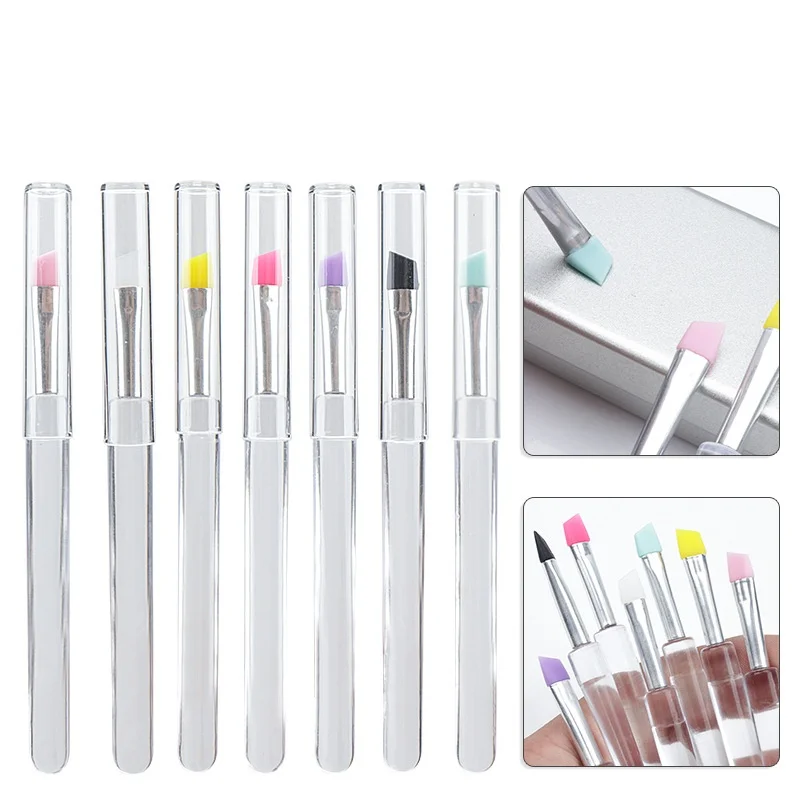 แปรงทาปากซิลิโคนแบบนิ่ม 5 ชิ้น พร้อมฝาปิด พกพาสะดวก ใช้ได้หลากหลาย สำหรับลิปบาล์ม ลิปสติก ลิปกลอส