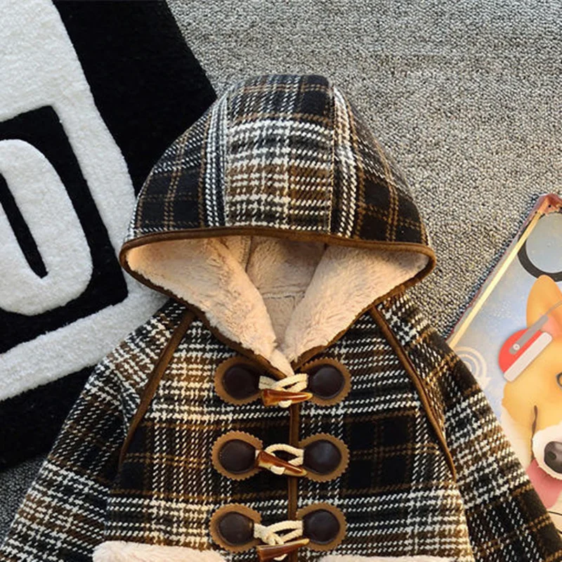 Girls Wool Coat Jacket Outerwear 2022 New Thicken Plus Velvet Winter Autumn Cotton Children\'s Clothing
