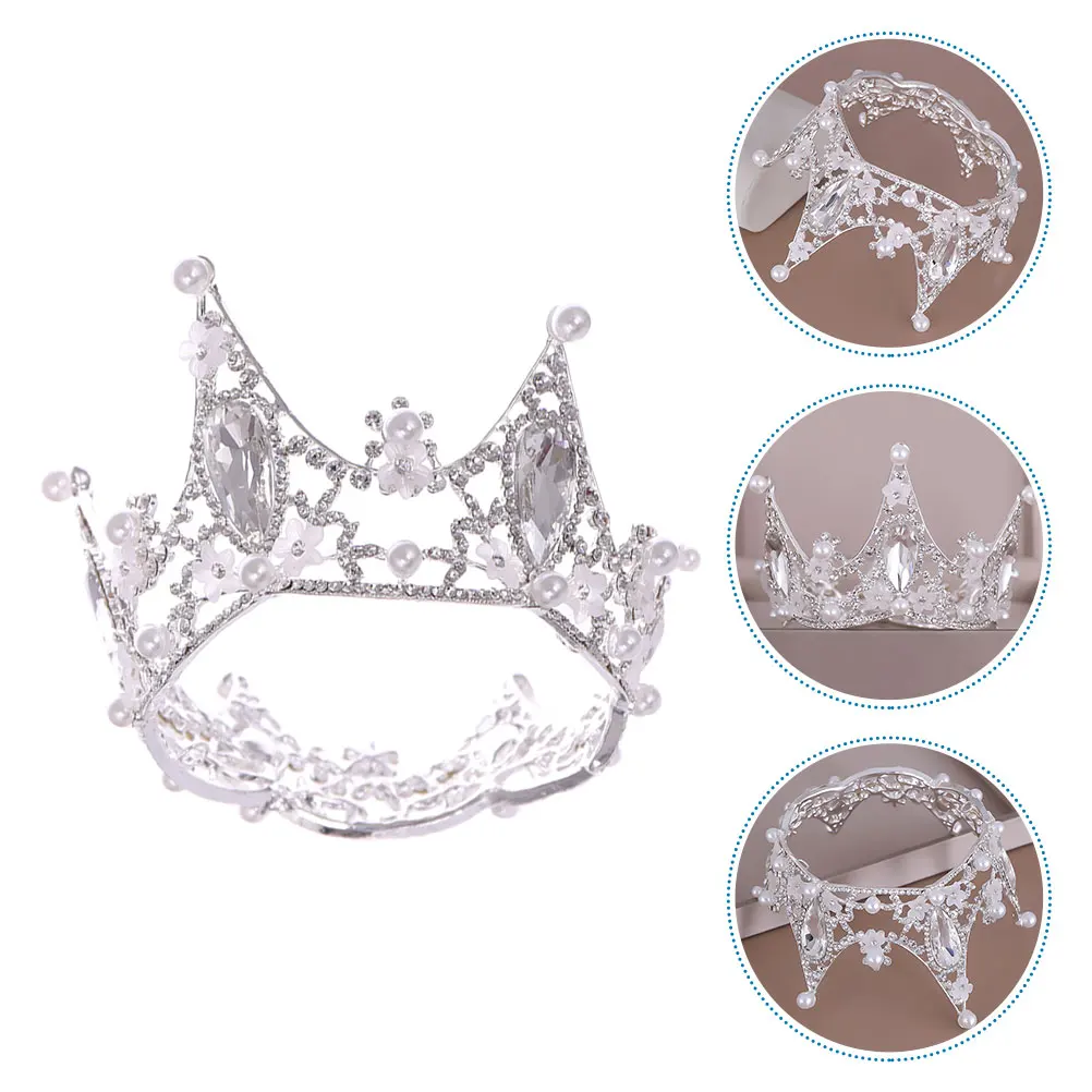 

Rhinestone Headband Crown Wedding Bridal Tiara Jewelry Bride Alloy Crowns Bridesmaid Queen Hair Accessories Pearl Encrusted