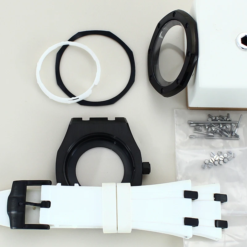 Caja de reloj Vintage para hombre, modelo de roble modificado NH35, correa de goma de acero inoxidable 316L, cristal de zafiro