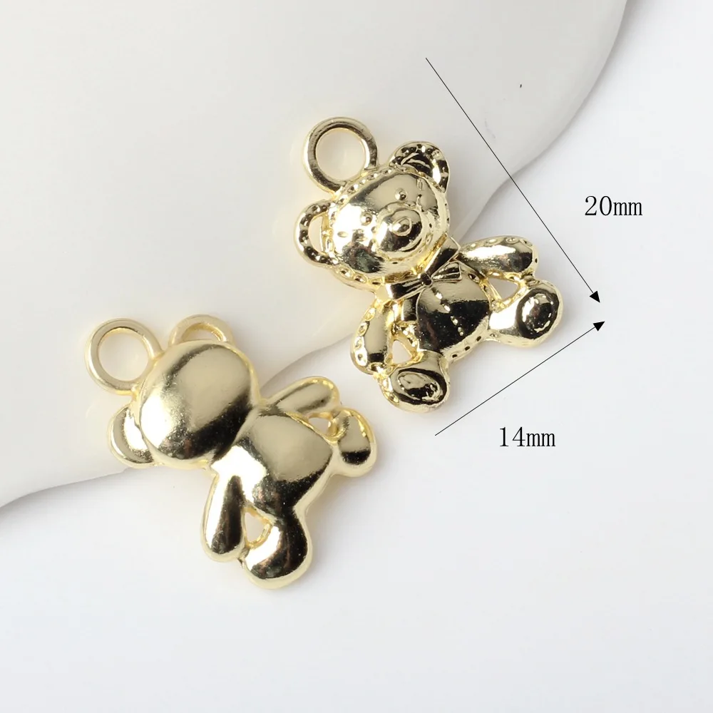 Personalized Zinc Alloy Teddy Bear Charm Pendant DIY Jewelry Making Accessories Bulk Items Wholesale 10pcs/lot