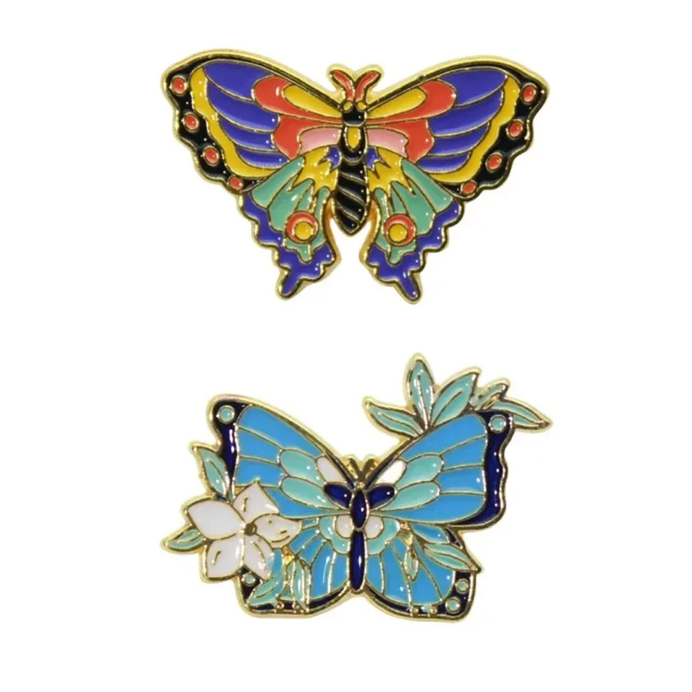 Beautiful Cartoon Colorful Butterfly Drip Oil Alloy Brooch Lapel Badge Nature Jewelry Gift Clothing Lapel Accessories Decoration