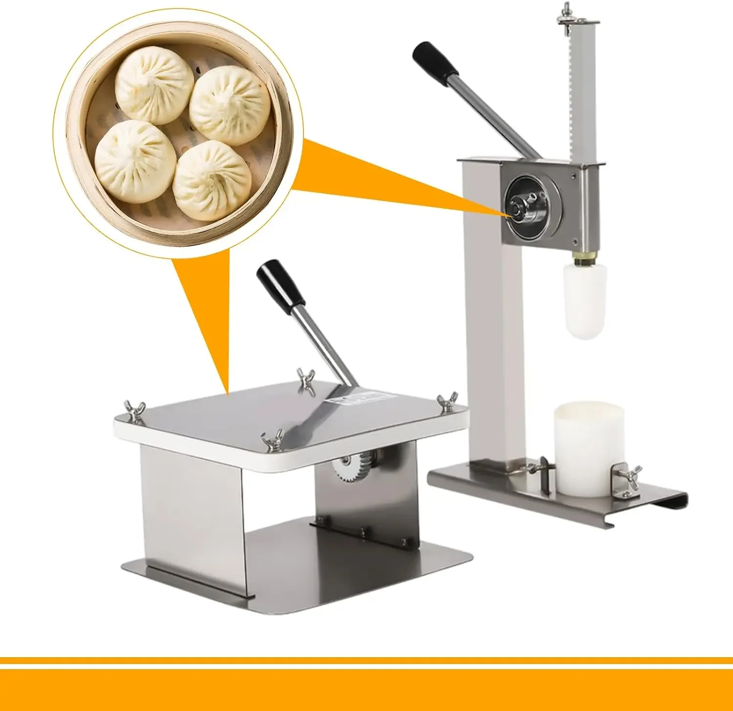 Empanada Maker Press, Commercial Stainless Steel Empanada Maker Dough Presser with Closing Machine & 3 Molds, Manual Chinese Bun