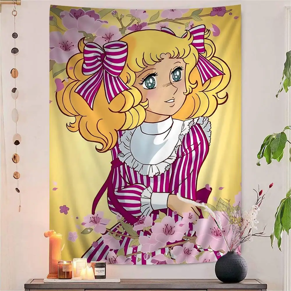 Japanese C-Candy Candy Anime Tapestry Hanging Tarot Hippie Wall Rugs Dorm Home Decor