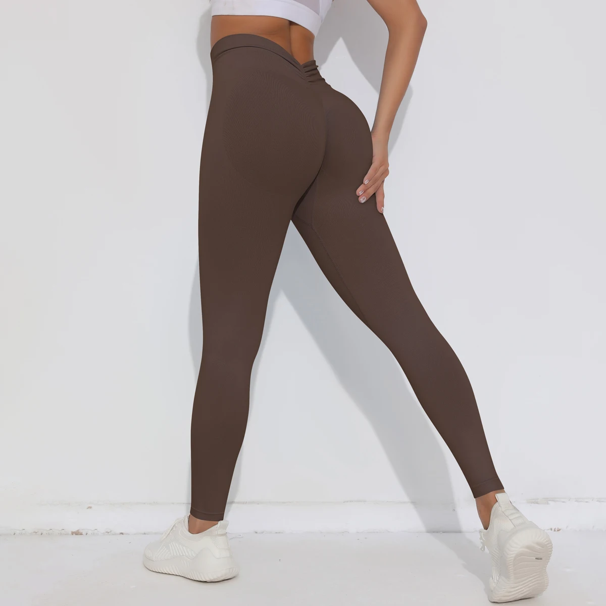 Sexy V Waist Scrunch Gym Leggings  Butt Push Up Leggings Women Fiteness Leggings Seamless Yoga Pants Workout Tights Leggings