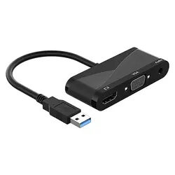 Hot 3 in 1 USB 3.0 To HDMI-compatible VGA Hub With 3.5 Adapter Audio Connector for Mac Air Pro Huawei Mate10 Samsung S8 Plus