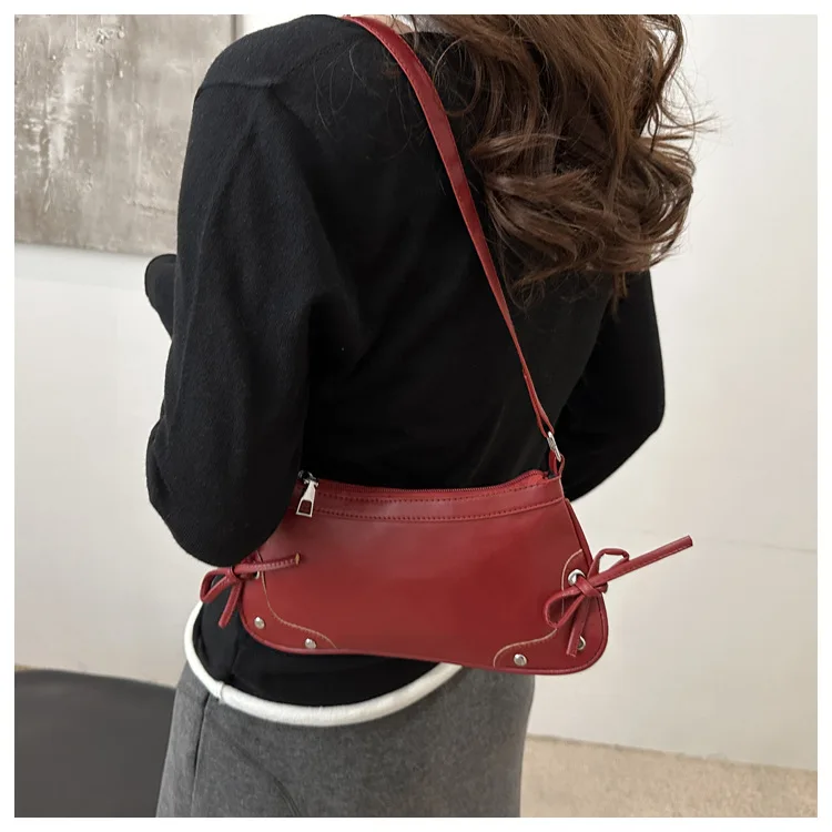 Neue Achselhöhle Tasche Trendy Schulter Tasche für Frauen Süße Doppel Bogen Handtasche Damen Tasche Retro Mode Weibliche Leopard Print Schulter Tasche – Detail 14