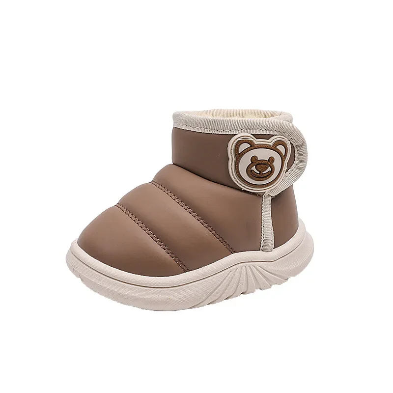 Bonita bota de nieve cálida y cómoda para niña, botines sencillos antideslizantes, botas de invierno informales versátiles, zapatos de moda con dibujos animados para niño