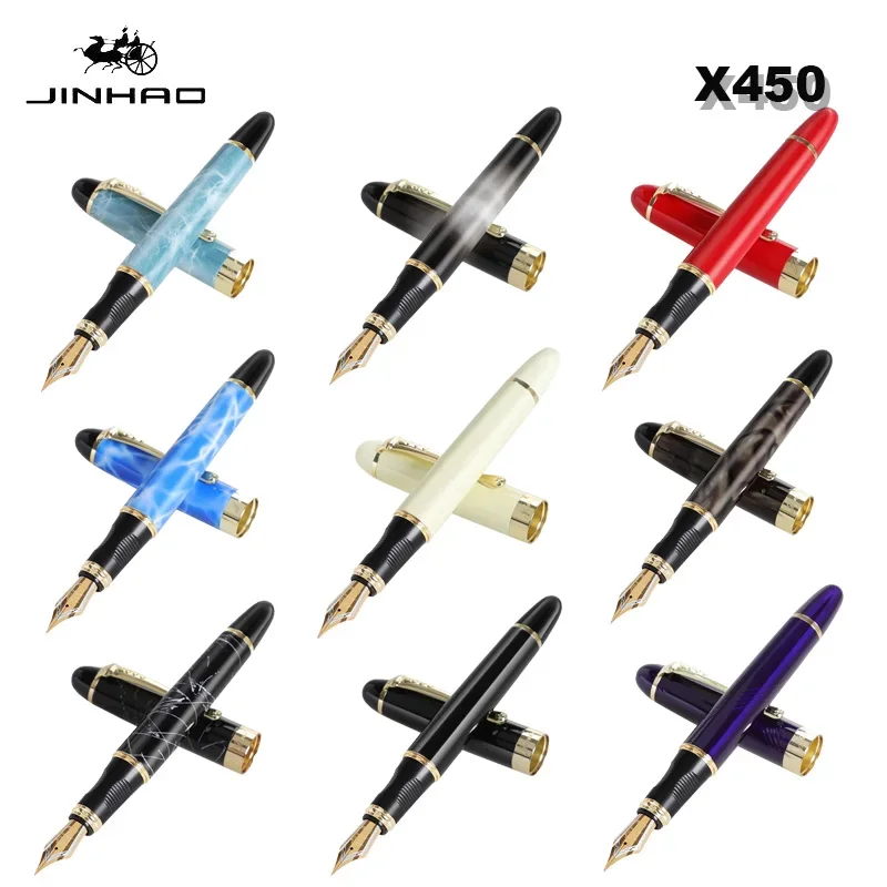 Jinhao X450 pena tinta 1.0mm miring/M jenis halus Iraurita Nib mewah elegan pena menulis perlengkapan alat tulis kantor sekolah