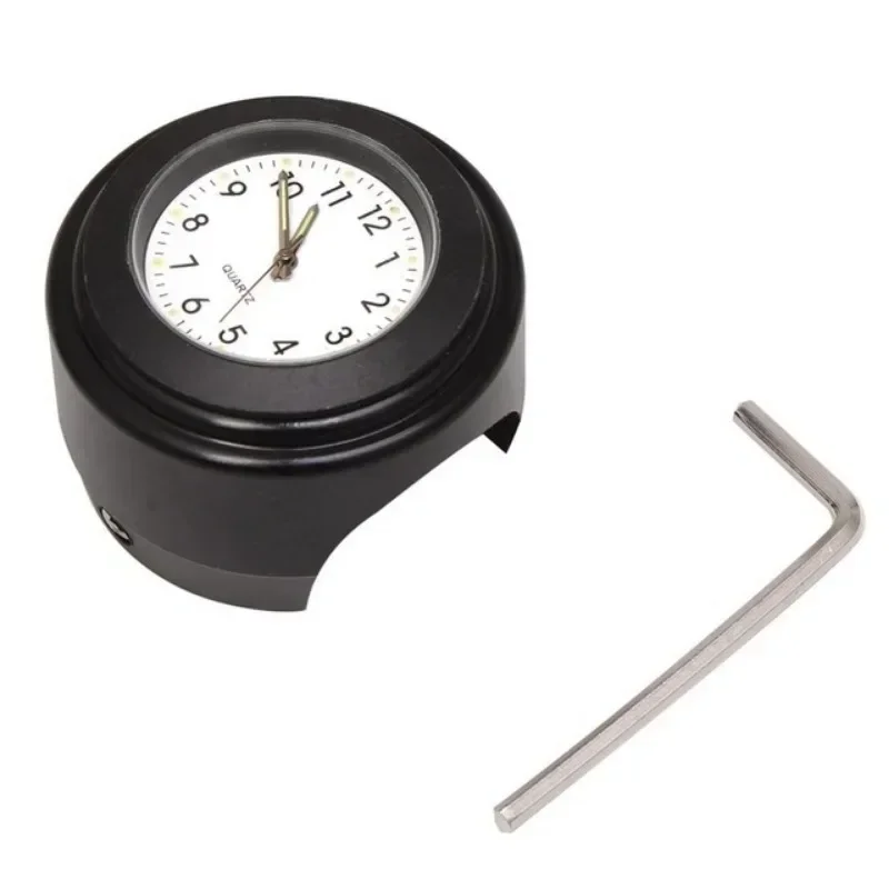 Universal 7/8" Waterproof Chrome Motorcycle Bike Handlebar Mount Quartz Clock Watch Aluminum Luminous Clock Moto Black Accessori image 2